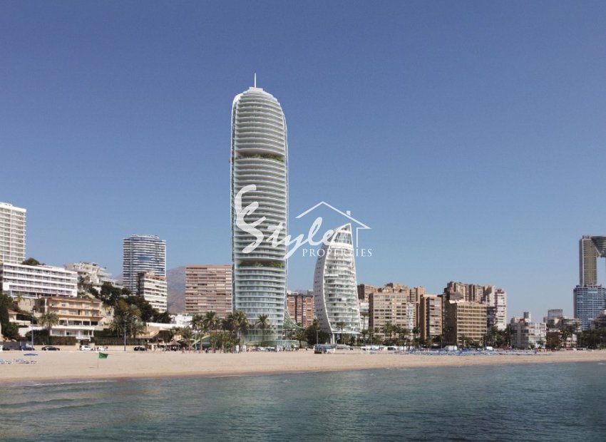 Apartamentos de lujo de obra nueva en primera línea de playa en venta en Benidorm, Alicante, Costa Blanca, España.ON1571